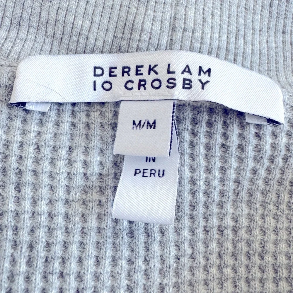 Derek Lam 10 Crosby Ariah‎ Cotton Waffle Half Zip Sweatshirt Medium gray
